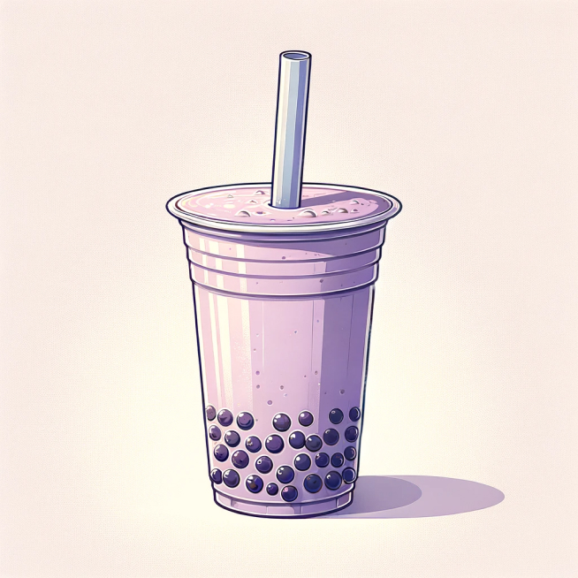 bubble tea à la poudre de taro et tapioca noir